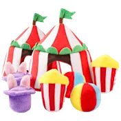 2-Pack: HugSmart 3-In-1 Squeaky Hide & Seek Plush Dog Toys (Happy Circus)
