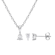 The Pear-Shaped Zirconia Earring & Pendant Set