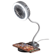 Veho UF2 3-in-1 Desktop Station with Wireless Charger, Fan & LED Light