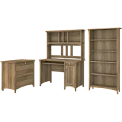 Salinas Mission Desk with Hutch, Lateral File Cabinet and 5 Shelf Bookcase