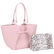 Poppy & Harper Silvia Double Handle Buckle Tote with Pouch
