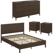 Bush Home Avery Queen Platform Bed with 3 Drawer Dresser and Nightstand Set