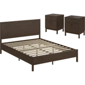 Bush Home Avery Queen Platform Bed with Set of 2 Nightstands with Drawers