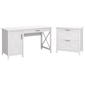 Key West 54W Computer Desk with Storage and 2 Drawer Lateral File Cabinet
