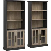 2-Pack: Westbrook 5 Shelf Bookcase with Glass Doors