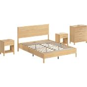 Vera Queen Platform Bed with Dresser and Set of 2 Nightstands with Dra