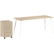 Vista 72W Desk with Splayed Metal Legs and 3 Drawer Mobile File Cabinet