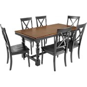 Sterling 67W Squire Trestle Dining Table with 6 Cross Back Dining Chairs