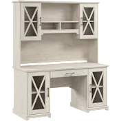 Lennox 60W Farmhouse Desk with Hutch and Keyboard Tray