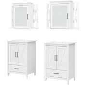 2-Pack: Key West 48W Vanity Set with Sinks and Medicine Cabinets in White Ash