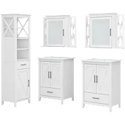 Key West 48W Double Vanity Set with Sinks, Medicine Cabinets and Linen Tower