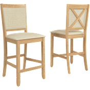 Key West Upholstered Cross Back Dining Counter Stool - Set of 2