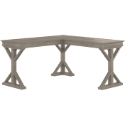 Homestead 60W Farmhouse L Shaped Desk in Driftwood Gray
