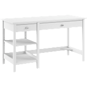 Broadview 54W Computer Desk with Shelves in Pure White