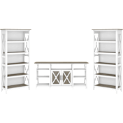 Key West Tall TV Stand with Set of 2 Bookcases