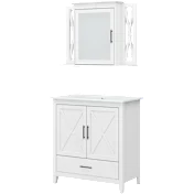 Key West 32W Bathroom Vanity Sink with Mirror in White Ash