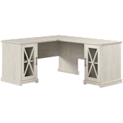 Lennox 60W Farmhouse L Shaped Desk with Storage Cabinets