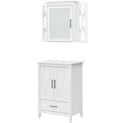 Key West 24W Bathroom Vanity Sink with Mirror in White Ash