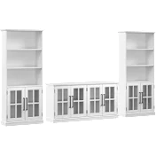 Westbrook 60W TV Stand for 75 Inch TV and Bookcases with Glass Doors
