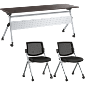 Envision 72W Folding Training Table and 2 Folding Chairs