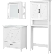 Key West 32W Bathroom Vanity Sink with Mirror & Over The Toilet Storage Cabinet