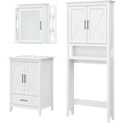 Key West 24W Bathroom Vanity Sink with Mirror & Over The Toilet Storage Cabinet