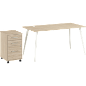 Vista 60W Desk with Splayed Metal Legs and 3 Drawer Mobile File Cabinet