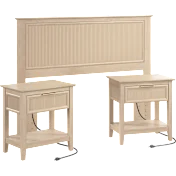 Camille 65W Fluted Full/Queen Headboard with Set of 2 Nightstands