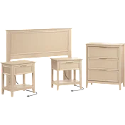 Camille 65W Fluted Full/Queen Headboard + Dresser and 2 Nightstands