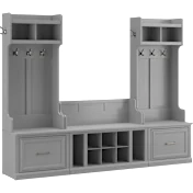 Woodland Entryway Storage Set with Hall Trees and Shoe Bench with Drawers