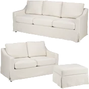 Bush Home Harper 80W Sofa, 57W Loveseat, and Storage Ottoman with Slipcovers