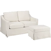 Bush Home Harper 57W Loveseat and Storage Ottoman with Slipcovers