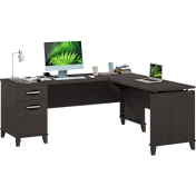 Somerset 72W 3 Position Sit to Stand L Shaped Desk in Mocha Cherry