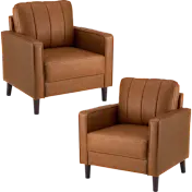 2-Pack: Max 32W Accent Chair in Buffed Camel Vegan Leather