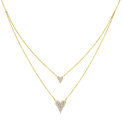 Jennifer Miller Double Pave Heart Layered Necklace