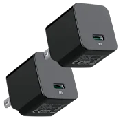 2 Pack: Aukey Minima 20w USB-C PD Fast Charger with Foldable Plug (Black)