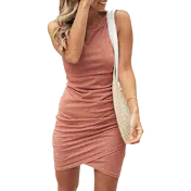 Krediz Women's Casual Summer Crew Neck Sleeveless Mini Dress