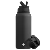 JoyJolt 32oz Water Bottle with Flip Lid & Sport Straw Lid