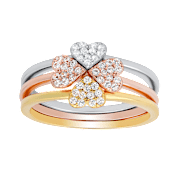 Kylie Harper Sterling Silver Tri-Color 3-Piece Stackable Heart Ring Set