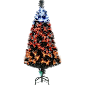 National Tree Company 4' Black Fiber Optic Tree with Candy Corn Lights