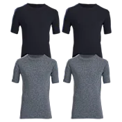 4-Pack: No Nonsense Short Sleeve T-Shirt (Black and Charcoal Heather)