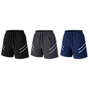 3-Pack: GBH Men's Striped Performance Training Shorts with Zipper Pockets