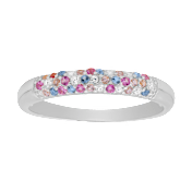 Kylie Harper Sterling Silver Petite Pastel Multi-Color Pave CZ Band Ring
