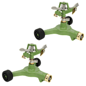 2-Pack: Martha Stewart 6" Heavy-Duty Metal Impulse Sprinkler with Wheel Base