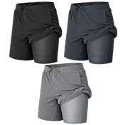 3-Pack: GBH Men's 2-in-1 Quick Dry Stretch Workout Shorts with Liner