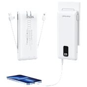 Charmast 10,000 mAh Power Bank with Built-in Cables & Wall Plug