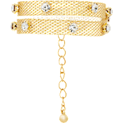 Savvy Cie Woven Mesh Cubic Zirconia Stud Necklace or Double-Wrap Bracelet