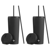 2-Pack: JoyJolt 20oz Vacuum Insulated Tumblers with Straw & Flip Lids