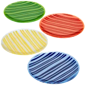 Temp-Tations Juego de 4 Platos de Postre de Vidrio a Rayas (8")