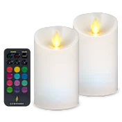 Luminara Flameless 4" Color Changing Wax Pillars Set